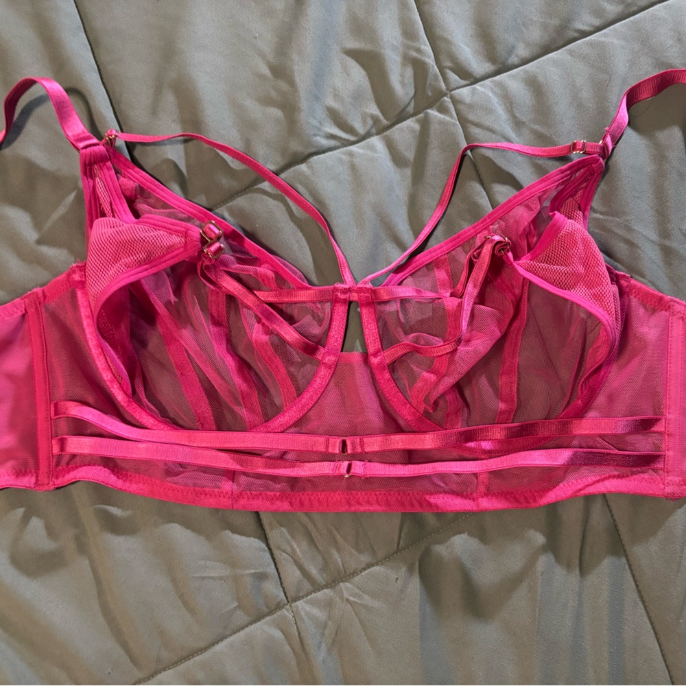 Sheer Strappy Magenta Eddie Bra playful promises US32H UK32FF